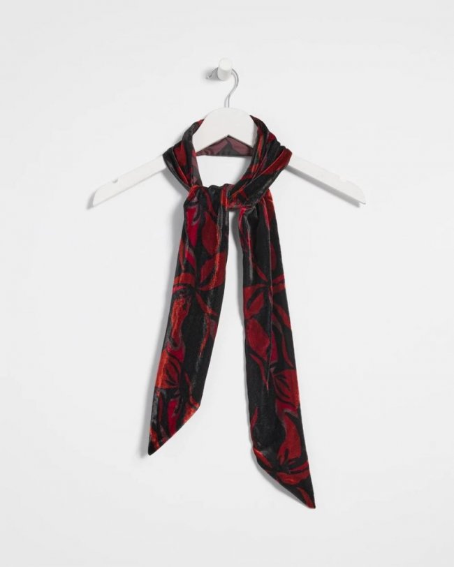 Chicos Velvet Rose Skinny Scarf - BLACK Chicos Velvet Rose Skinny Scarf - BLACK