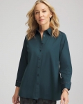 Chicos Rhinestone Embellished Poplin Tunic - TEAL SHADOW Chicos Rhinestone Embellished Poplin Tunic - TEAL SHADOW
