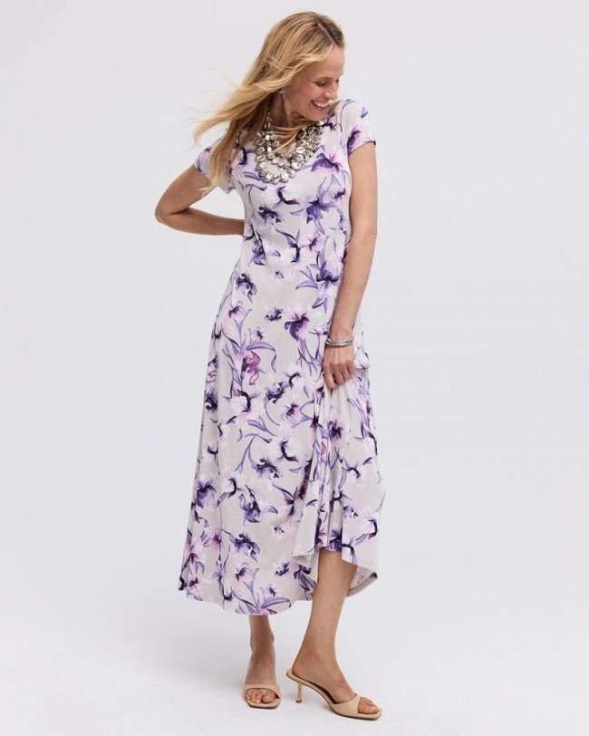 Chicos Travelers™ Amethyst Iris Maxi Dress - RICH AMETHYST