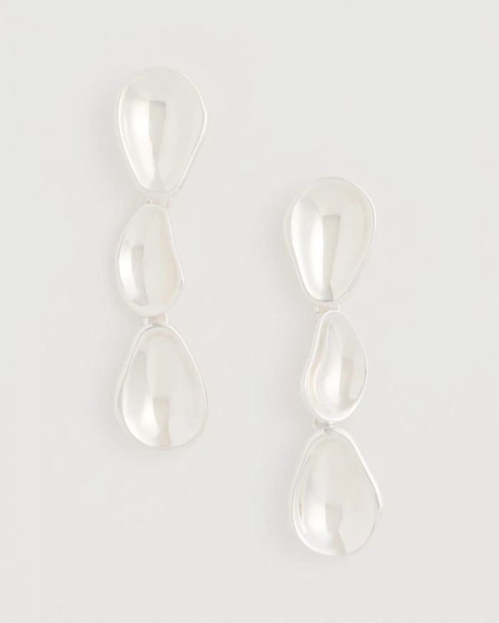 Chicos Silvertone Linear Drop Earrings - SILVER