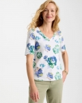 Chicos Printed Cotton Slub V-Neck Tee - PASSPORT BLUE Chicos Printed Cotton Slub V-Neck Tee - PASSPORT BLUE