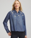Chicos Embellished Tencel Collar Shirt - KIRUNA INDIGO Chicos Embellished Tencel Collar Shirt - KIRUNA INDIGO