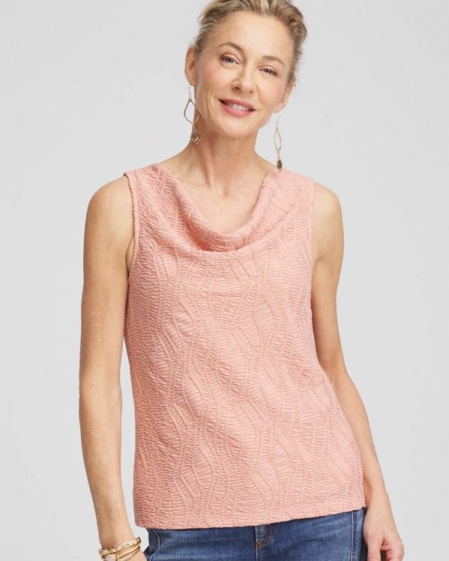 Chicos Cowl-Neck Tank - FRENCH BLUSH