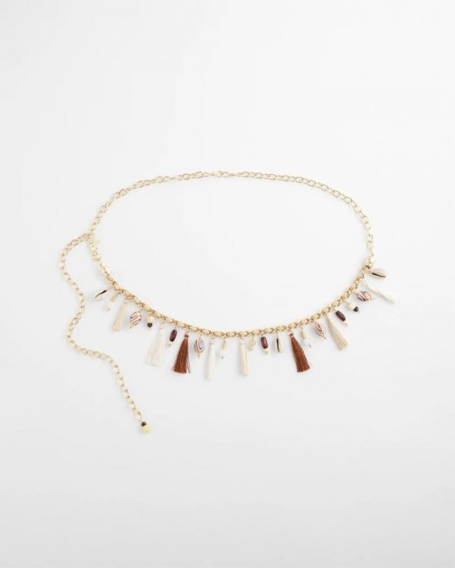 Chicos Novelty Beaded Chain Belt - NATURAL Chicos Novelty Beaded Chain Belt - NATURAL