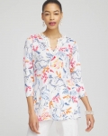 Chicos Linen Nautical Embellished Tunic - WATERMELON PUNCH