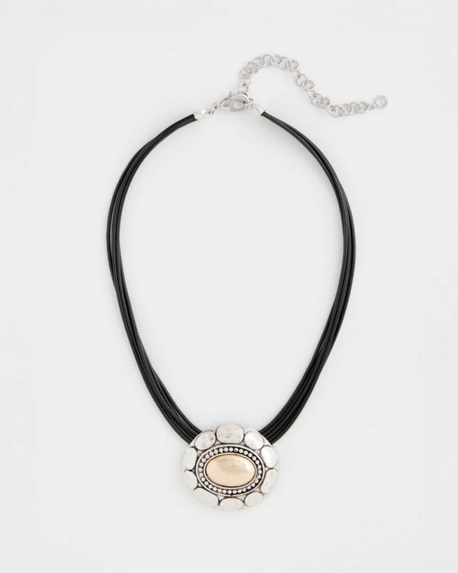 Chicos Mixed Metal Pendant Necklace - MIXED METALS