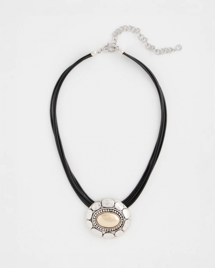 Chicos Mixed Metal Pendant Necklace - MIXED METALS