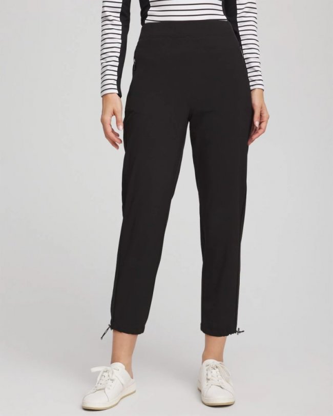 Chicos Zenergy® UPF Rib Mix Cropped Pants - BLACK