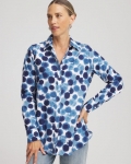 Chicos No Iron Printed Sateen Shirt - PASSPORT BLUE Chicos No Iron Printed Sateen Shirt - PASSPORT BLUE