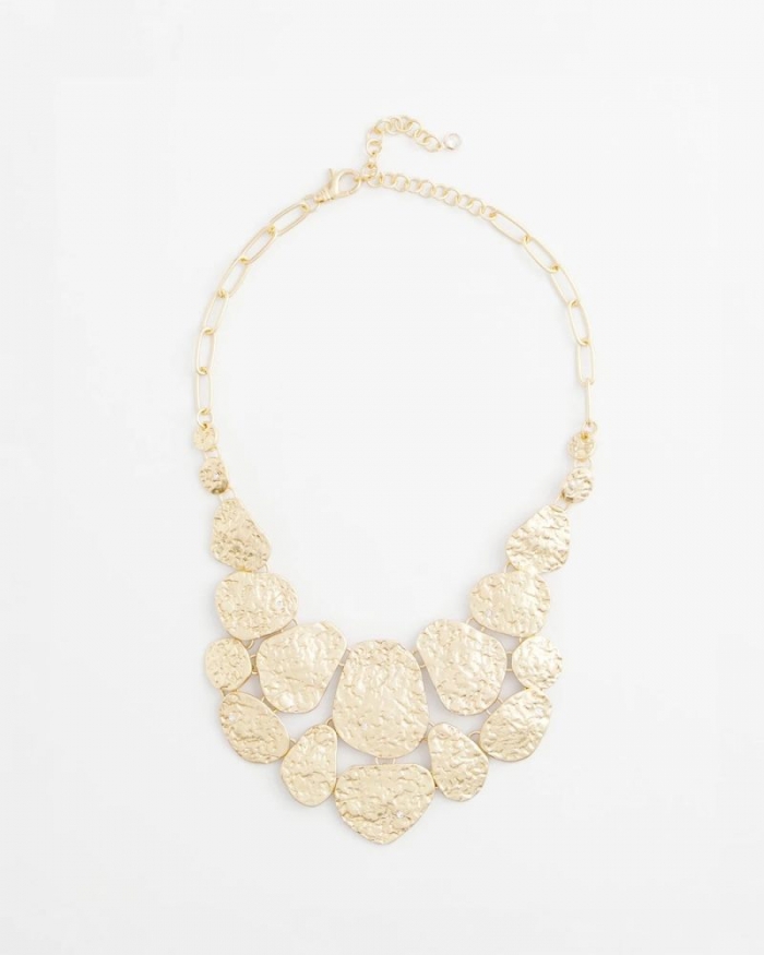 Chicos Molten Goldtone Bib Necklace - GOLD