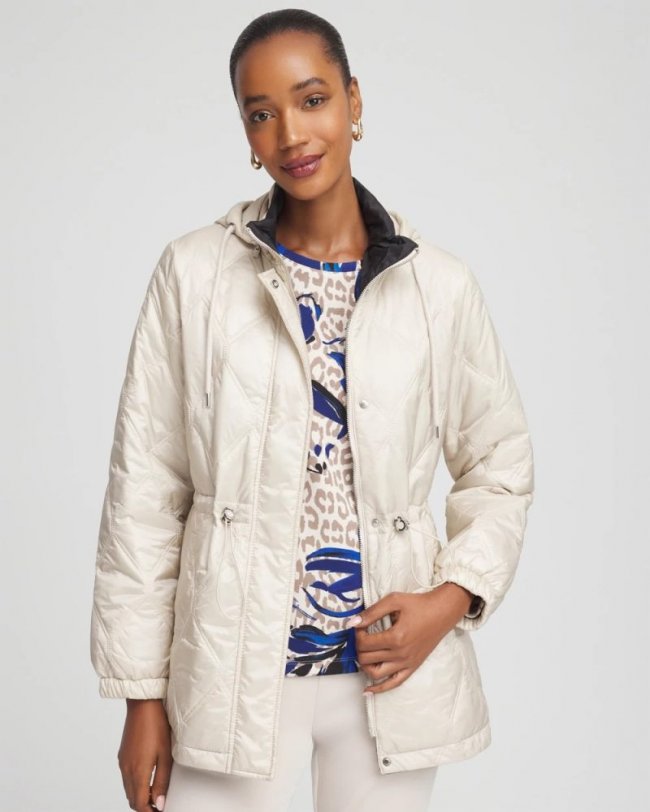 Chicos Zenergy® Water-Resistant Quilted Anorak Jacket - SMOKEY TAUPE