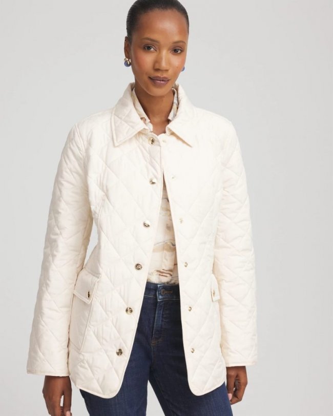Chicos Quilted Barn Jacket - ENGLISH CREAM