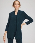 Chicos Travelers™ Long Knit Jacket - TEAL SHADOW Chicos Travelers™ Long Knit Jacket - TEAL SHADOW