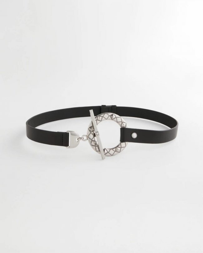 Chicos Silver Toggle Trouser Belt - BLACK/SILVER Chicos Silver Toggle Trouser Belt - BLACK/SILVER
