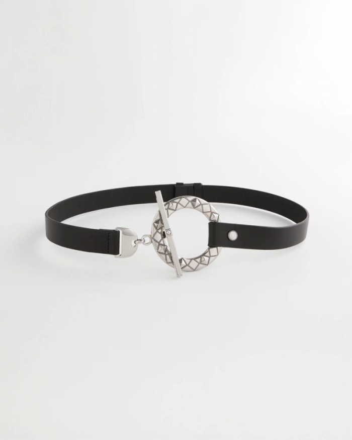 Chicos Silver Toggle Trouser Belt - BLACK/SILVER