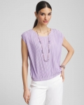 Chicos Pleated Bubble-Hem Tee - GENTLE LAVENDER