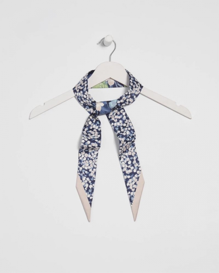 Chicos Printed Woven Skinny Scarf - PASSPORT BLUE