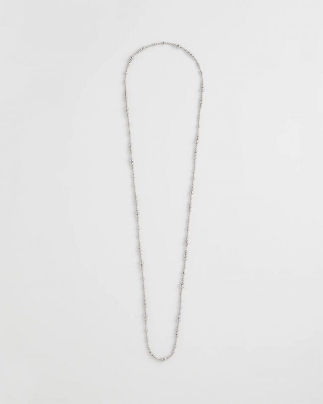 Chicos Silvertone Long Beaded Necklace - SILVER