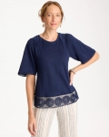 Chicos Linen Crochet Tee - PASSPORT BLUE Chicos Linen Crochet Tee - PASSPORT BLUE