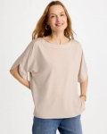 Chicos Jersey & Satin Dolman Tee - SMOKEY TAUPE Chicos Jersey & Satin Dolman Tee - SMOKEY TAUPE