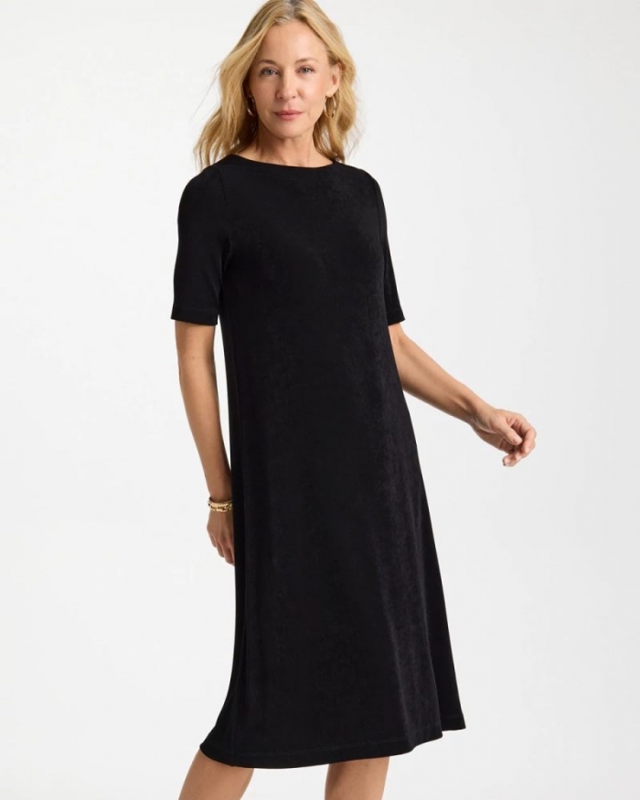 Chicos Travelers™ Elbow Sleeve Dress - TRAVELERS BLACK