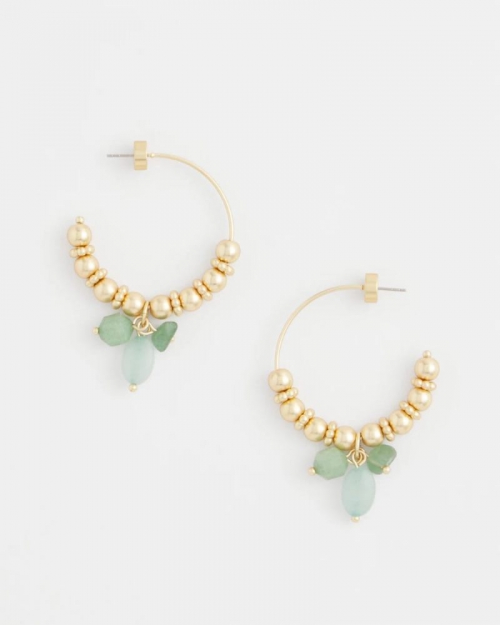 Chicos No Droop® Gem Beaded Hoop Earrings - GOLD