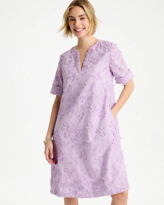 Chicos 3D Floral Dress - ORCHID MIST
