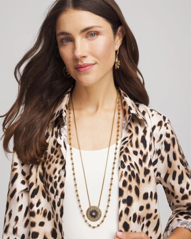 Chicos Convertible Multi-Strand Pendant Necklace - GOLD