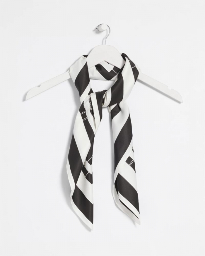 Chicos Graphic Stitch Square Scarf - BLACK