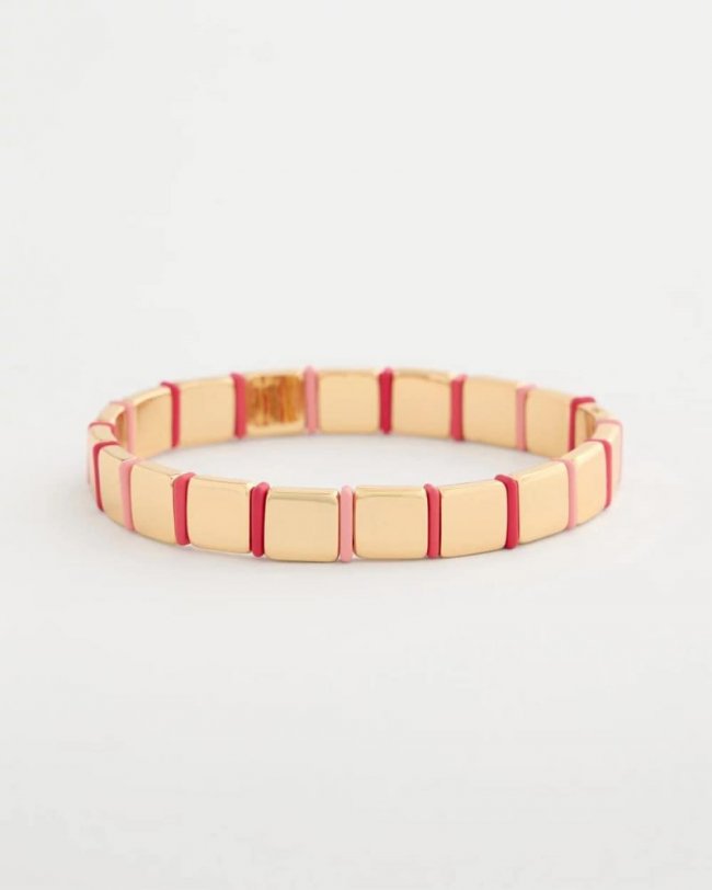 Chicos Glam Goldtone Slice Stretch Bracelet - CORAL