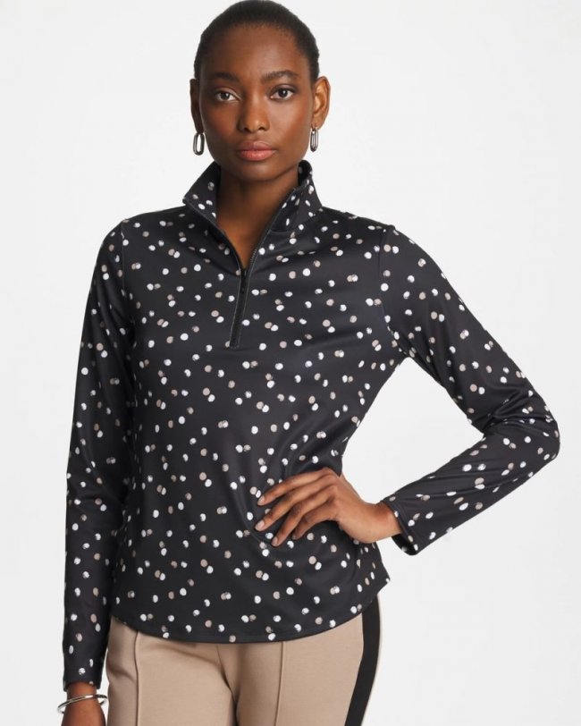 Chicos Zenergy® UPF Spotted Half Zip - STUDIO TAUPE