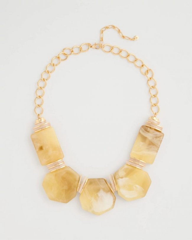 Chicos Chico's Originals Neutral Stone Bib Necklace - NEUTRAL