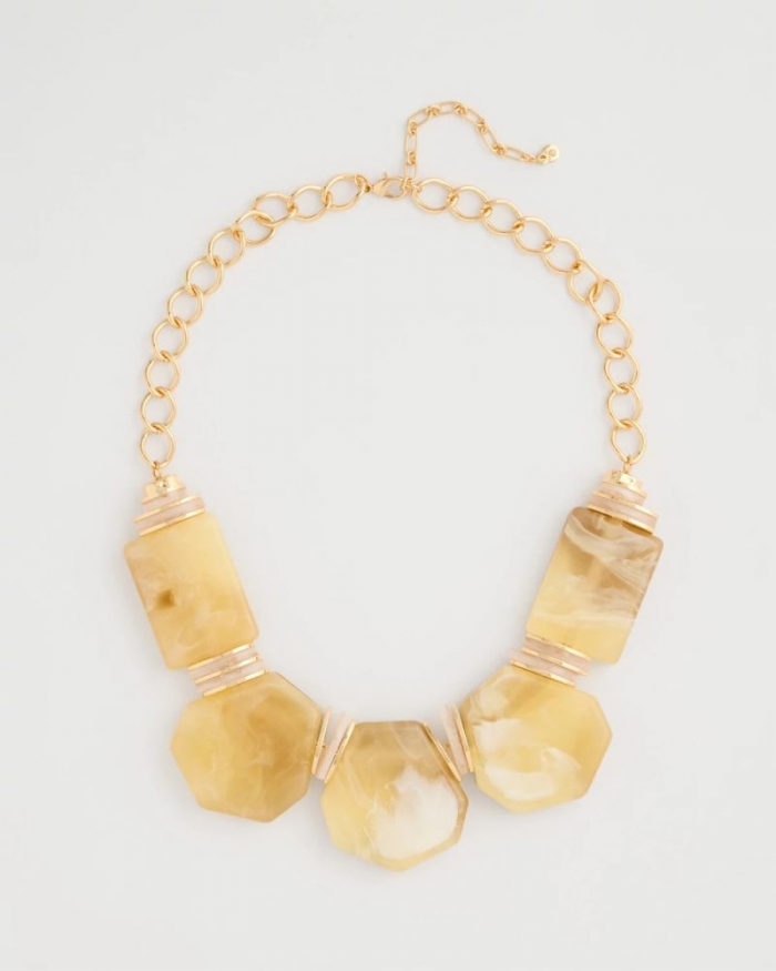 Chicos Chico's Originals Neutral Stone Bib Necklace - NEUTRAL