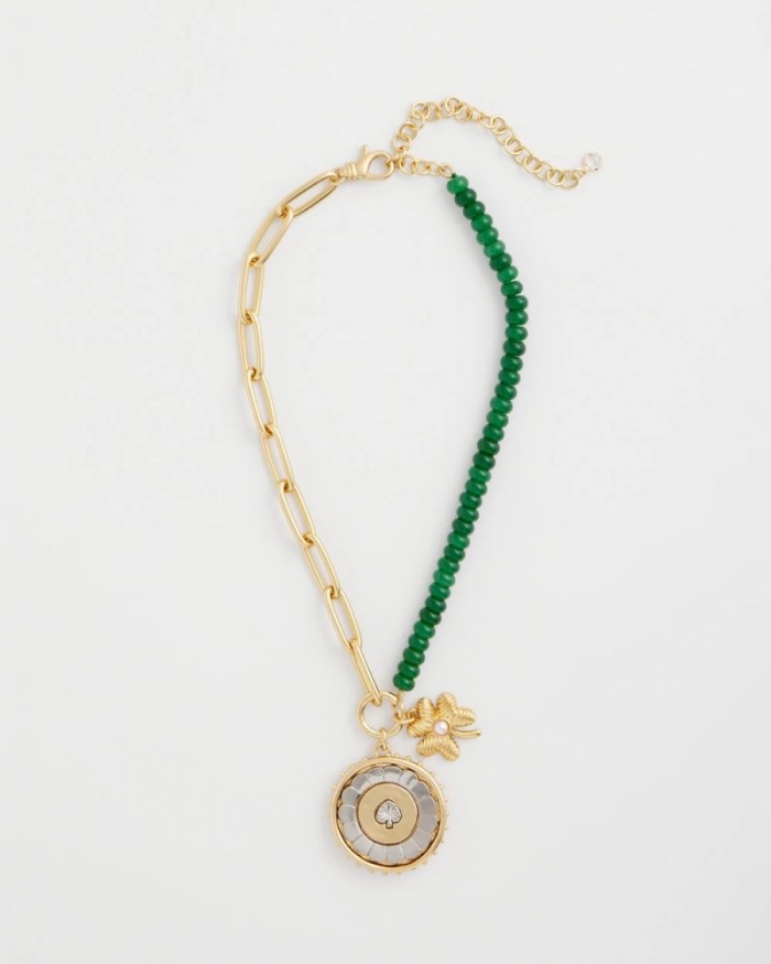 Chicos Short Clover Pendant Necklace - GREEN