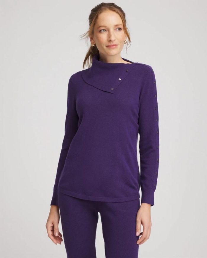 Chicos Zenergy® Luxe Envelope Neck Sweater - PURPLE ELIXIR