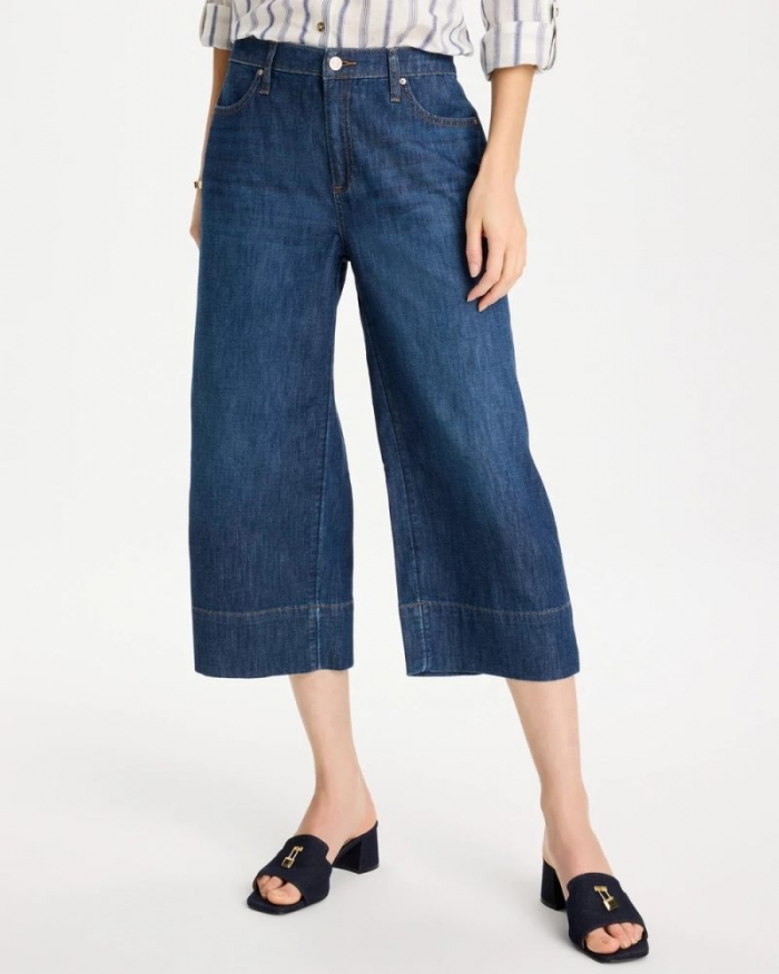 Chicos Lightweight Wide-Leg Capri Jeans - SOLANA INDIGO
