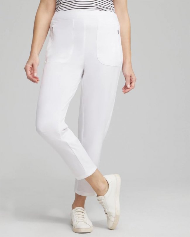 Chicos Zenergy® UPF Ribbed Side Ankle Pants - ALABASTER