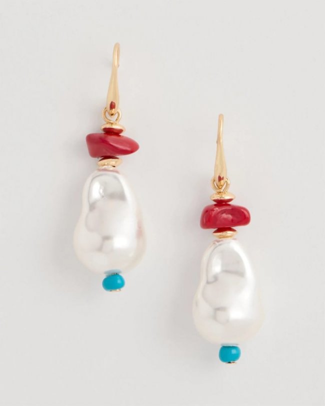 Chicos Beaded Linear Drop Earrings - MULTI