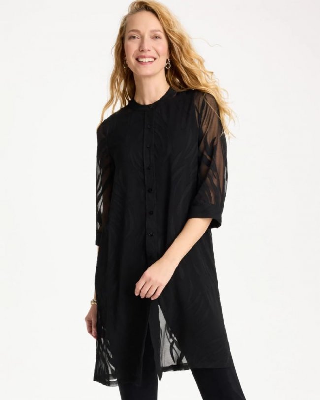 Chicos Travelers™ Collection Sheer Jacquard Topper - TRAVELERS BLACK Chicos Travelers™ Collection Sheer Jacquard Topper - TRAVELERS BLACK