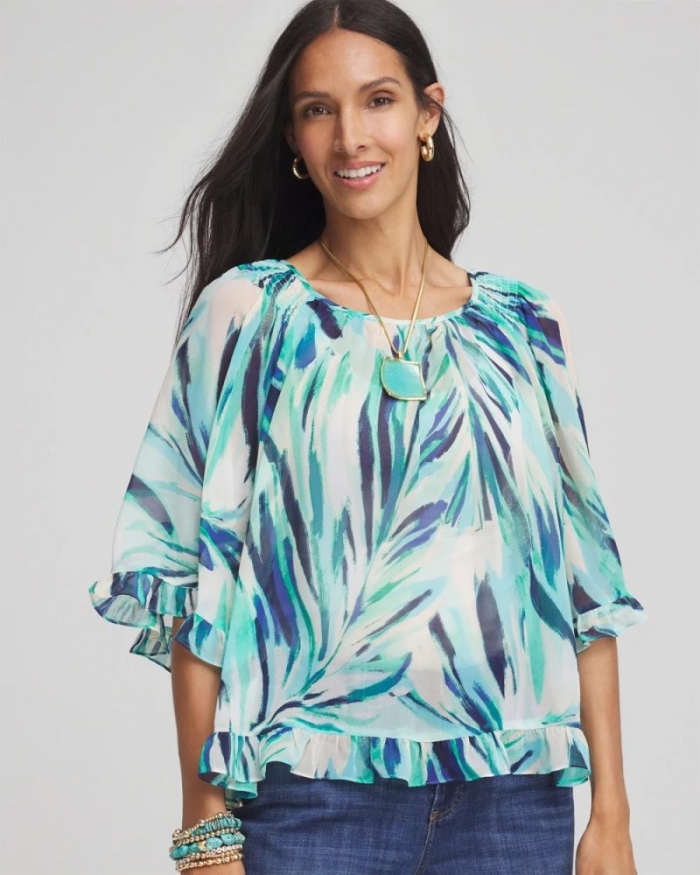 Chicos Georgette Batwing Blouse - SEASPRAY