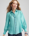 Chicos Classic Collared Dobby Shirt - AQUATIC TEAL Chicos Classic Collared Dobby Shirt - AQUATIC TEAL