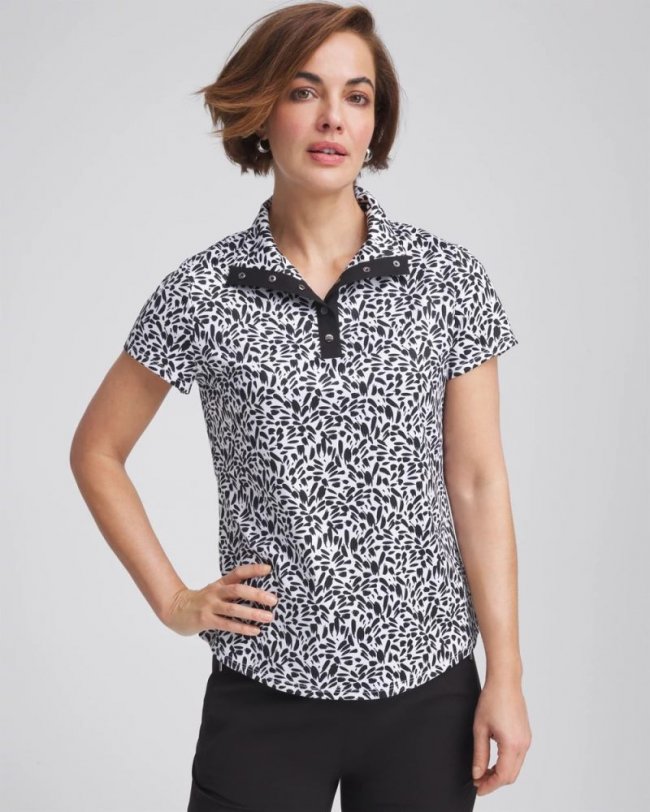 Chicos Zenergy® UPF Mockneck Short-Sleeve Top - BLACK