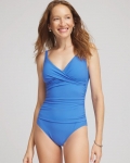 Chicos Gottex Tutti Fruitti Crossover One Piece - LIGHT BLUE Chicos Gottex Tutti Fruitti Crossover One Piece - LIGHT BLUE