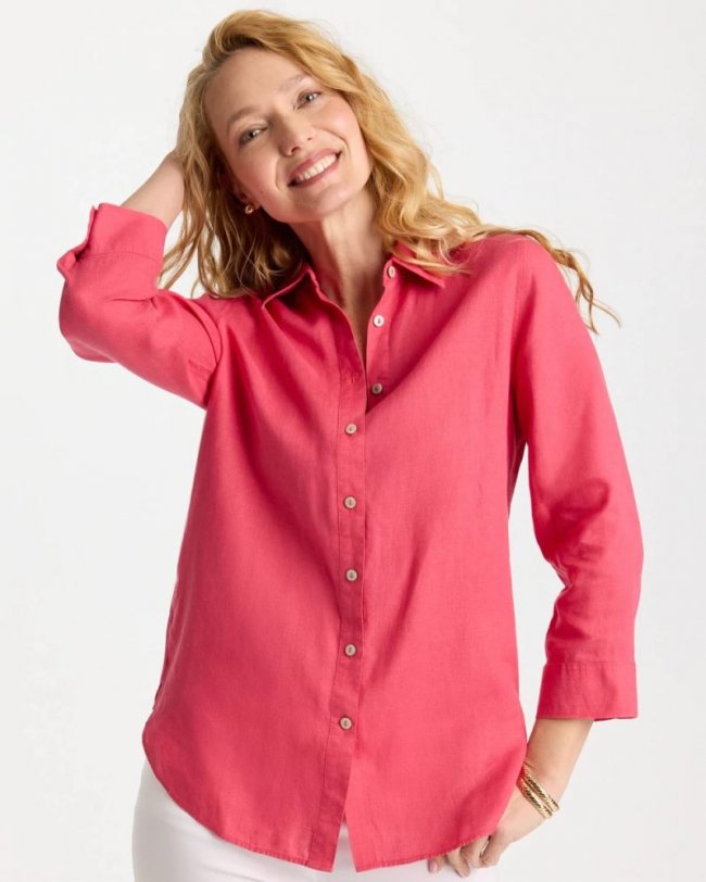 Chicos No Iron Linen Shirt - HOT HONEYSUCKLE Chicos No Iron Linen Shirt - HOT HONEYSUCKLE