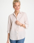 Chicos No Iron Striped Linen Shirt - OATMEAL Chicos No Iron Striped Linen Shirt - OATMEAL