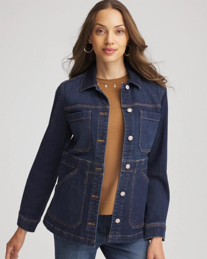 Chicos Denim Field Jacket - MORNING STAR INDIGO