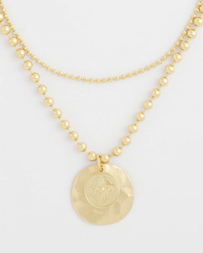 Chicos Short Gold Ball Chain Pendant - GOLD
