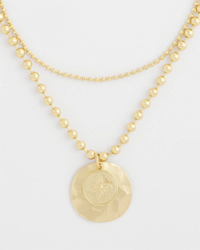 Chicos Short Gold Ball Chain Pendant - GOLD