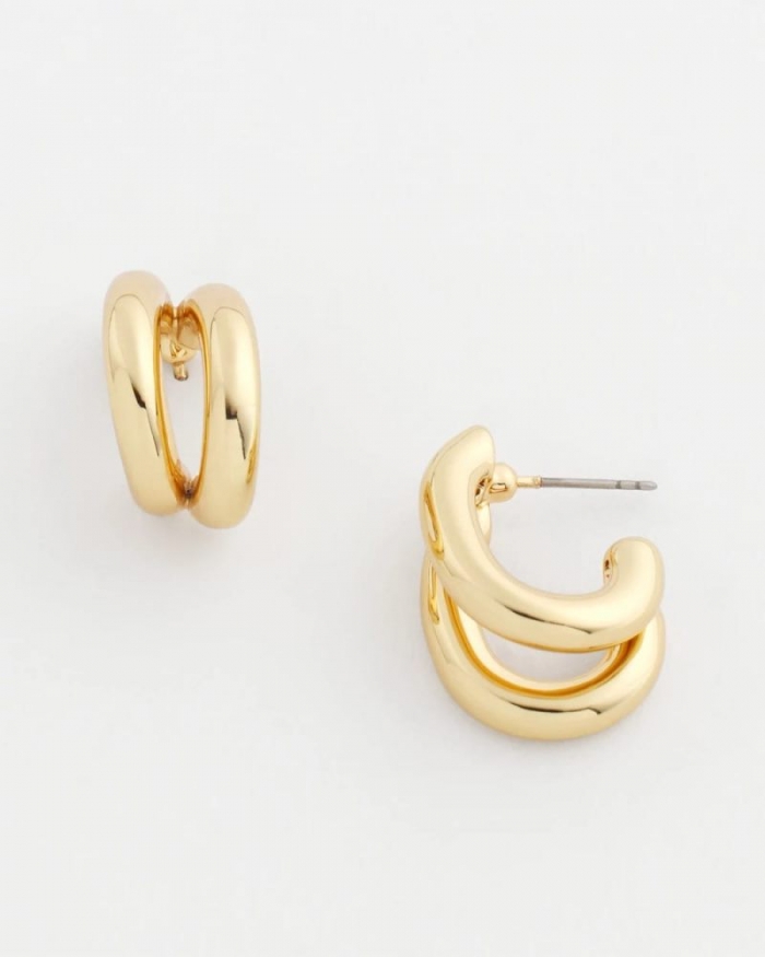 Chicos Gold Double Mini Hoop Earrings - GOLD