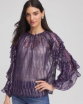Chicos Georgette Ruffle Sleeve Blouse - PURPLE ELIXIR
